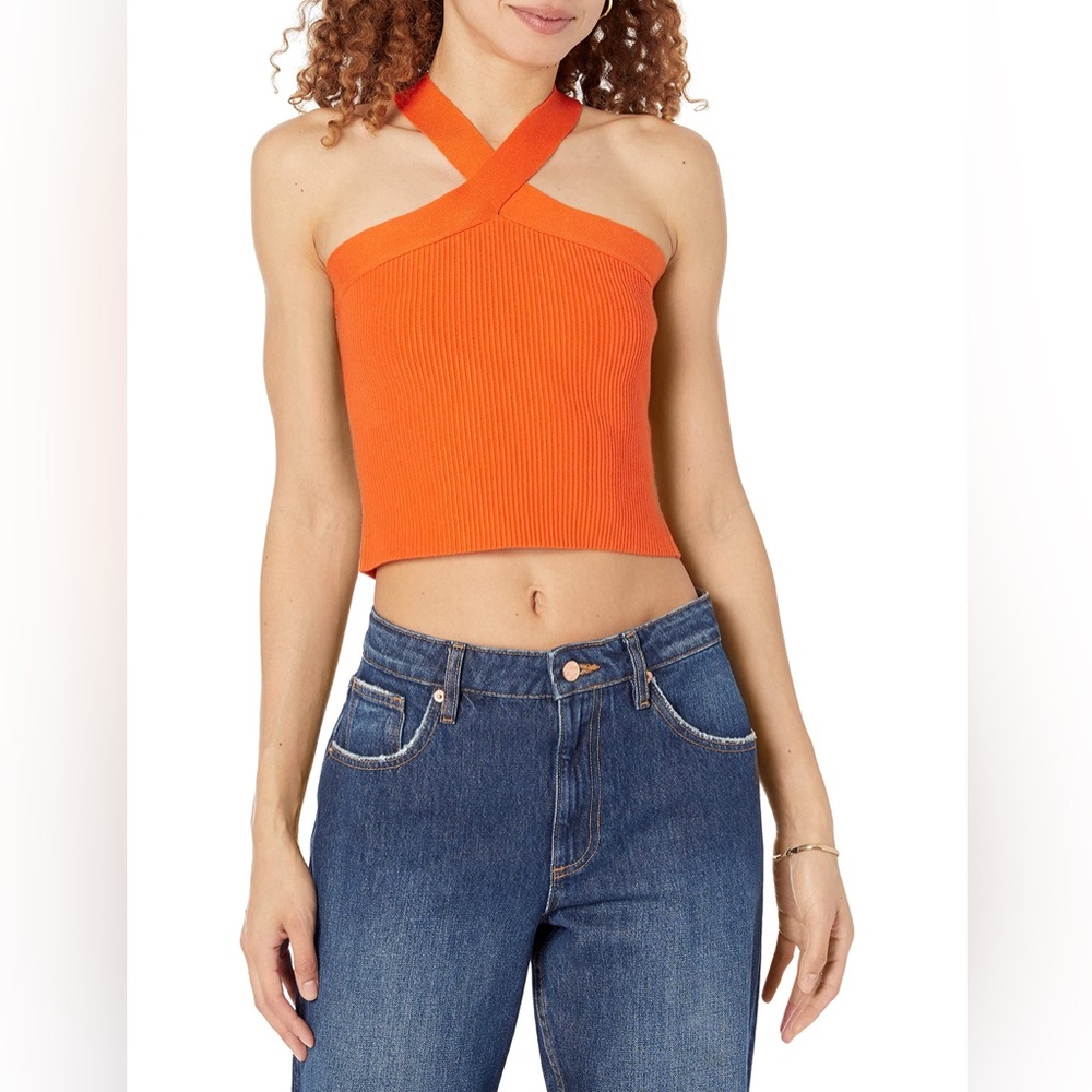 Bright Orange Knit Crop Top
